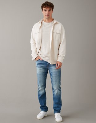 Мужские джинсы American Eagle AE AirFlex+ Distressed Athletic Straight Jean — фото 4