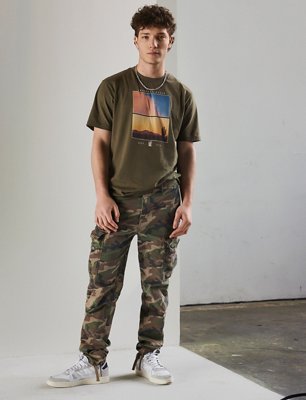 Men's and Women's Straight Leg Pants American Retro Camouflage