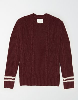 AE Cable Knit Crew Neck Sweater