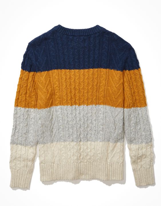 AE Super Soft Color-Block Crew Neck Sweater