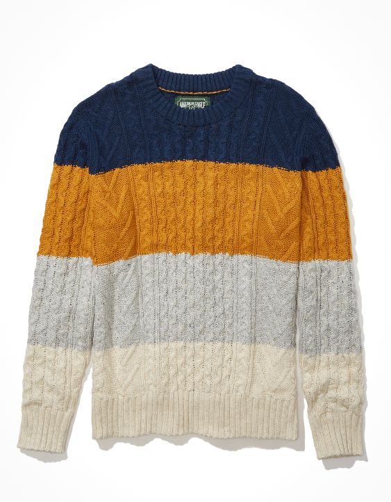 AE Super Soft Color-Block Crew Neck Sweater
