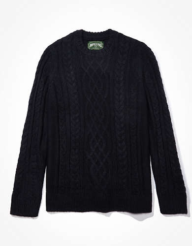 AE Super Soft Cable Knit Crew Neck Sweater