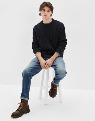 AE Super Soft Cable Knit Crew Neck Sweater