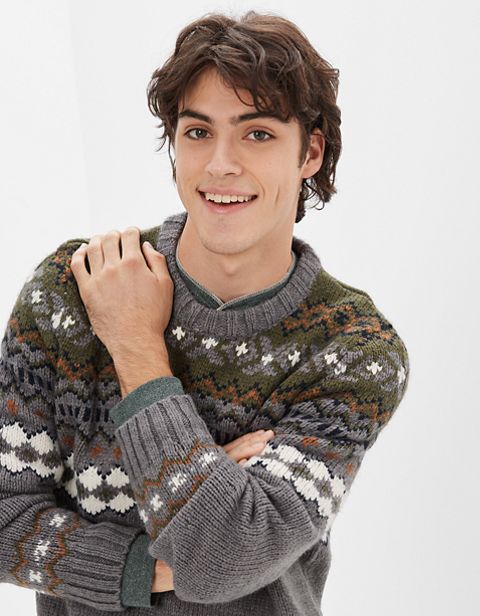 Мужские свитеры American Eagle AE Super Soft Fairisle Crew Neck Sweater
