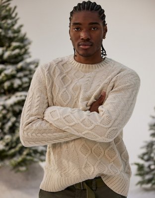 Cable knit 2025 sweater mens