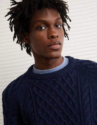 AE Cable Knit Crew Neck Sweater