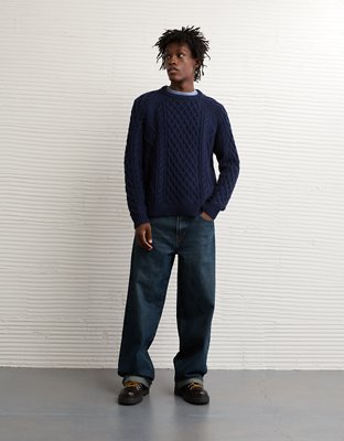 AE Cable Knit Crew Neck Sweater