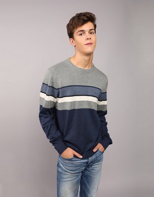 Suéter rayado con cuello redondo AE