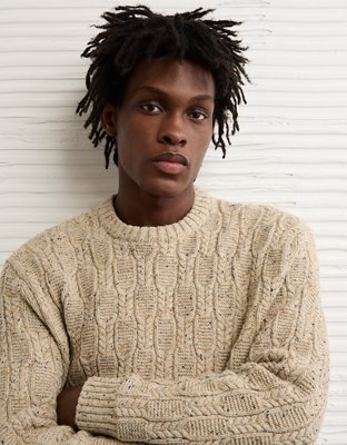 AE Cable Knit Crew Neck Sweater