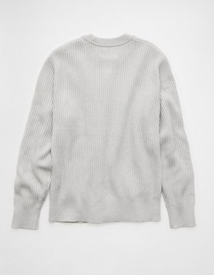 Pull Laine Mérinos Tricot Main Col Rond Large - Câbles - Ivoire Unisexe Taille L - Occasion