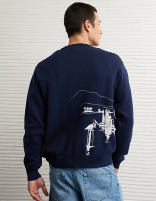 Мужской свитер American Eagle AE Graphic Crew Neck, цвет: Синий — фото 3