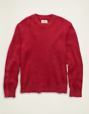 AE Fisherman Crew Neck Sweater Men's Holiday Red M Tall