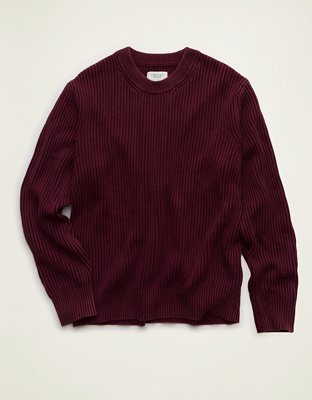 AE Fisherman Crew Neck Sweater Men's Deep Burgundy XXXL
