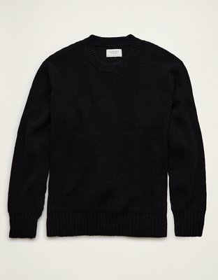 Мужской свитер American Eagle AE Brushed Waffle Knit, цвет: Чёрный — фото 3