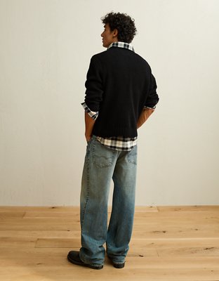 Мужской свитер American Eagle AE Brushed Waffle Knit, цвет: Чёрный — фото 2