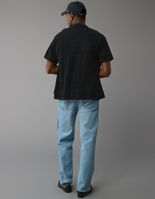 AE Weekend Diamond Crochet Button-Up Sweater Polo Shirt