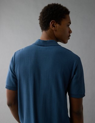 AE Weekend Button-Up Striped Sweater Polo Shirt
