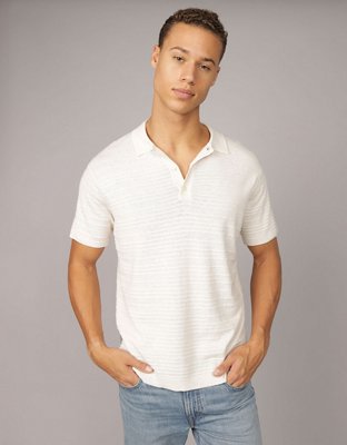 AE Camisa Polo Tejida de Mezcla de Lino