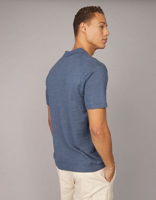 AE Linen-Blend Sweater Polo Shirt