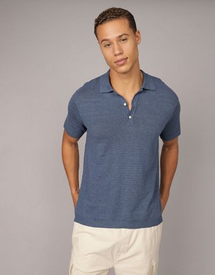 AE Linen-Blend Sweater Polo Shirt