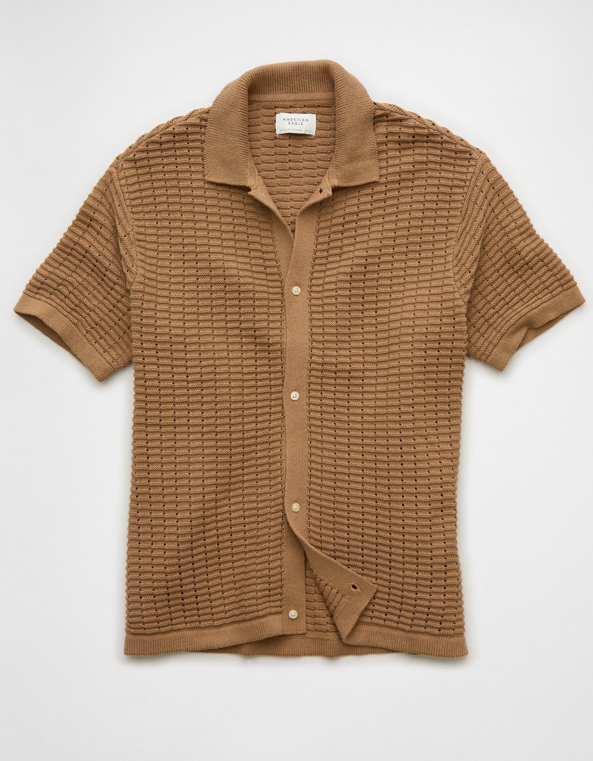 AE Weekend Textured Button-Up Sweater Polo Shirt - image 3