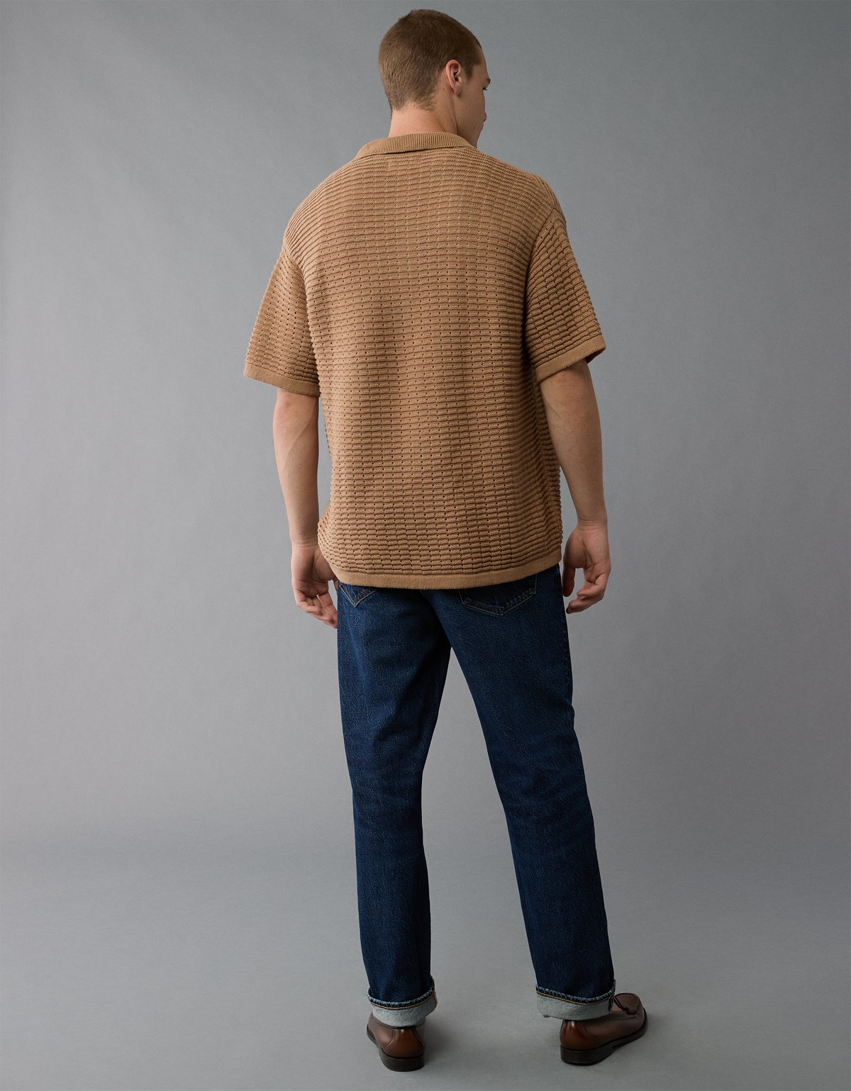 AE Weekend Textured Button-Up Sweater Polo Shirt - image 2