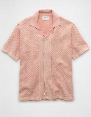 AE Weekend Jacquard Button-Up Sweater Polo Shirt
