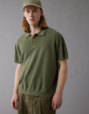 AE Weekend Jacquard Button-Up Sweater Polo Shirt