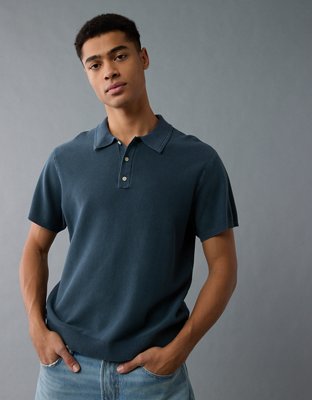 AE Weekend Jacquard Button-Up Sweater Polo Shirt