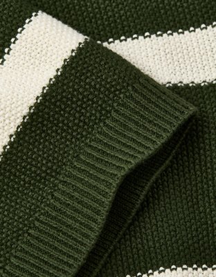 AE Weekend Pointelle Striped Sweater Polo Shirt