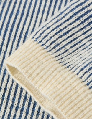 AE Weekend Striped Button-Up Sweater Polo Shirt