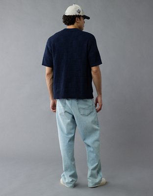 AE Weekend Checkerboard Button-Up Sweater Polo Shirt