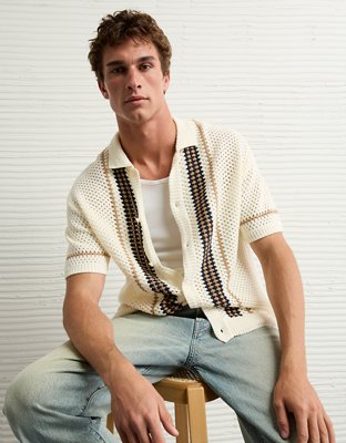 Polo en tricot boutonné au crochet Fin de semaine AE