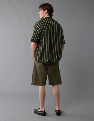 AE Weekend Pinstripe Button-Up Sweater Polo Shirt