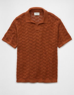 Tribekka 44 Men's Open Knit Button Down Refined Sweater Polo