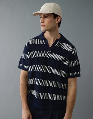 AE Weekend Striped Sweater Polo Shirt