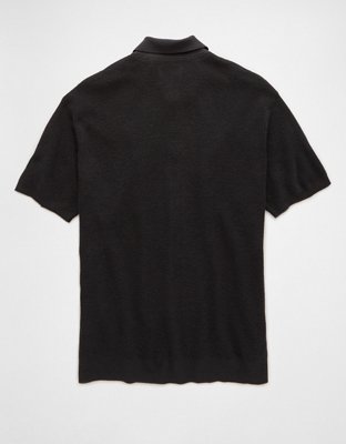 AE Weekend Waffle Button-Up Sweater Polo Shirt
