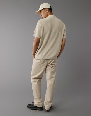 AE Weekend Waffle Button-Up Sweater Polo Shirt