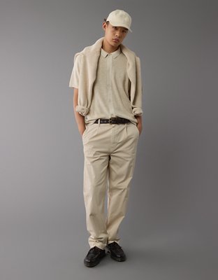 AE Weekend Waffle Button-Up Sweater Polo Shirt
