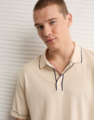 Polo en tricot de chandail à bordure couleur contrastante AE