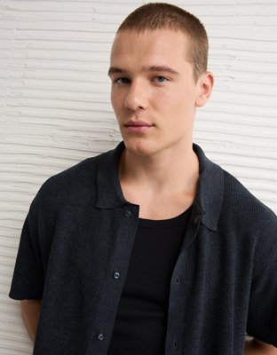 AE Waffle Button-Up Polo Shirt