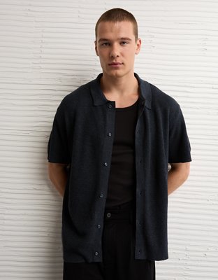 AE Waffle Button-Up Polo Shirt