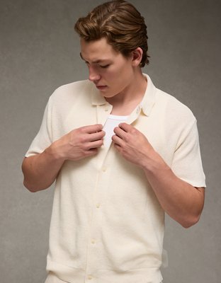 AE Waffle Button-Up Polo Shirt