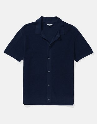 AEO Waffle Button-Up Polo Shirt
