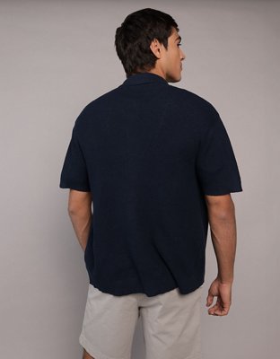 AEO Waffle Button-Up Polo Shirt