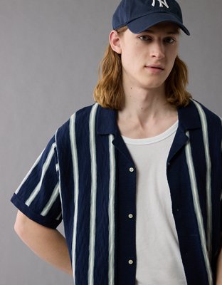Chemise polo en tricot rayé boutonnée Fin de semaine AE
