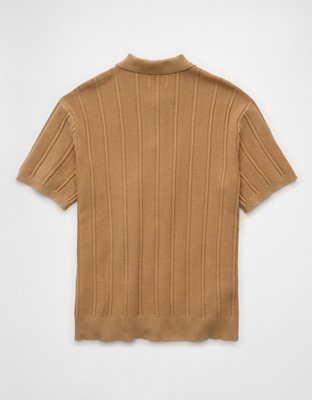 AE Weekend Washed Button-Up Sweater Polo Shirt