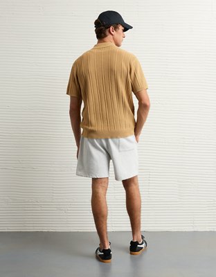AE Weekend Washed Button-Up Sweater Polo Shirt