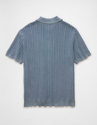 AE Weekend Washed Button-Up Sweater Polo Shirt