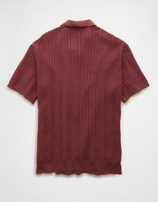 AE Camisa Tejida Polo con Botones Lavada de Fin de Semana